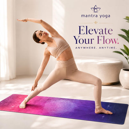 Travel PRO 1.5mm with Knee Pad - Foldable Fitness & Exercise Mat with Bag | Lightweight, Compact & Eco-Friendly | Non-Slip & Washable | For All Types of Yoga | 72" L x 24" W | 2.6 lbs