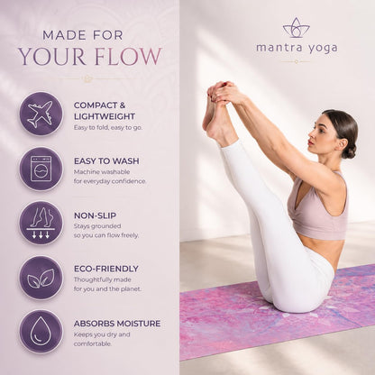 Travel PRO 1.5mm with Knee Pad - Foldable Fitness & Exercise Mat with Bag | Lightweight, Compact & Eco-Friendly | Non-Slip & Washable | For All Types of Yoga | 72" L x 24" W | 2.6 lbs