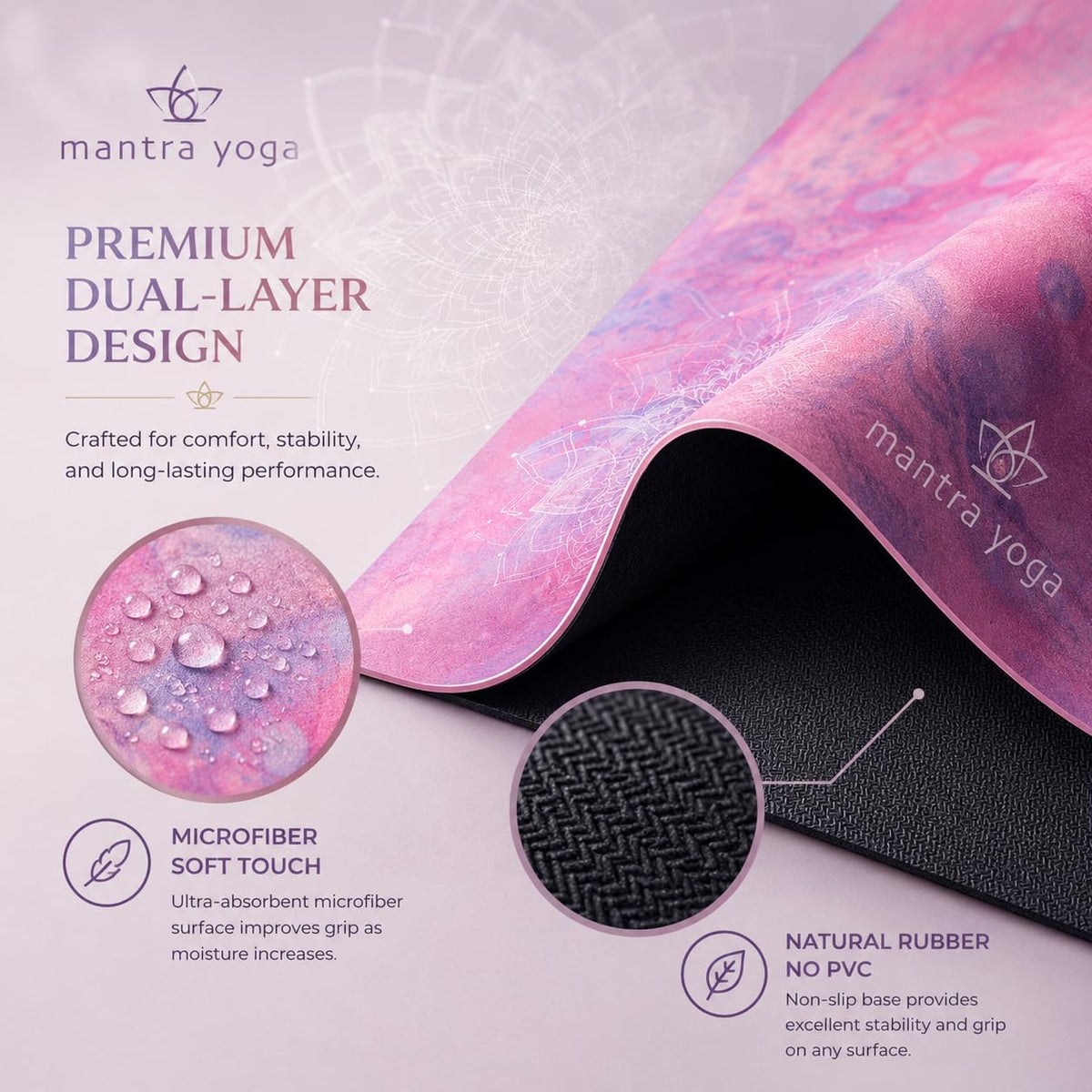 Travel PRO 1.5mm with Knee Pad - Foldable Fitness & Exercise Mat with Bag | Lightweight, Compact & Eco-Friendly | Non-Slip & Washable | For All Types of Yoga | 72" L x 24" W | 2.6 lbs