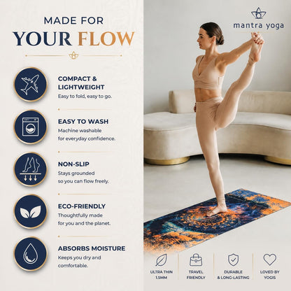 Travel PRO 1.5mm with Knee Pad - Foldable Fitness & Exercise Mat with Bag | Lightweight, Compact & Eco-Friendly | Non-Slip & Washable | For All Types of Yoga | 72" L x 24" W | 2.6 lbs