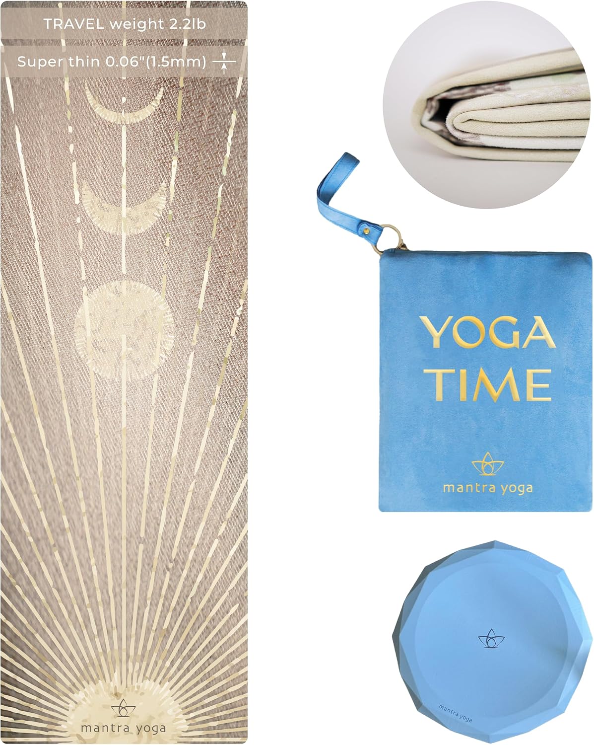 Travel PRO 1.5mm with Knee Pad - Foldable Fitness & Exercise Mat with Bag | Lightweight, Compact & Eco-Friendly | Non-Slip & Washable | For All Types of Yoga | 72" L x 24" W | 2.6 lbs