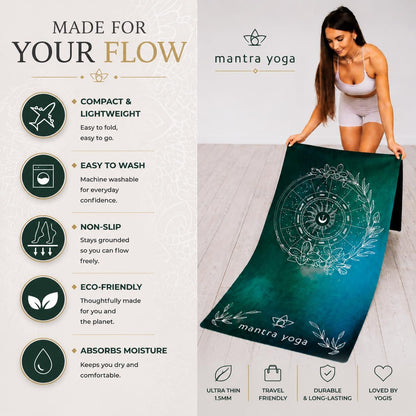 Travel PRO 1.5mm with Knee Pad - Foldable Fitness & Exercise Mat with Bag | Lightweight, Compact & Eco-Friendly | Non-Slip & Washable | For All Types of Yoga | 72" L x 24" W | 2.6 lbs