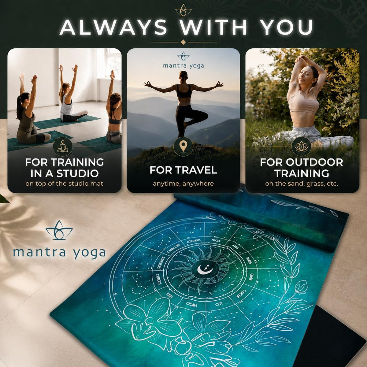 Travel PRO 1.5mm with Knee Pad - Foldable Fitness & Exercise Mat with Bag | Lightweight, Compact & Eco-Friendly | Non-Slip & Washable | For All Types of Yoga | 72" L x 24" W | 2.6 lbs