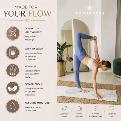 Travel PRO 1.5mm with Knee Pad - Foldable Fitness & Exercise Mat with Bag | Lightweight, Compact & Eco-Friendly | Non-Slip & Washable | For All Types of Yoga | 72" L x 24" W | 2.6 lbs