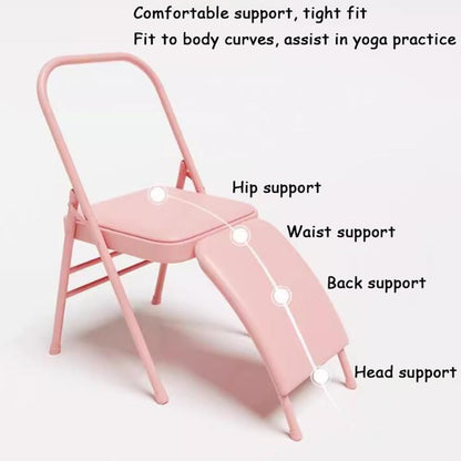 Yoga Auxiliary Chair with Detachable Lumbar Back Support Relieve Back Pain Chair Yoga Chairs for Adults Folding Balance Handstand Training Tool