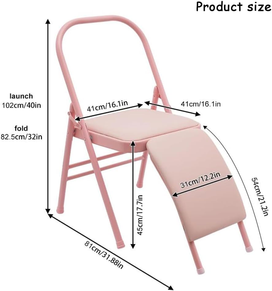Yoga Auxiliary Chair with Detachable Lumbar Back Support Relieve Back Pain Chair Yoga Chairs for Adults Folding Balance Handstand Training Tool