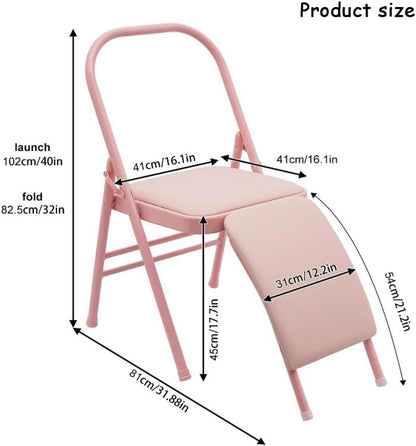 Yoga Auxiliary Chair with Detachable Lumbar Back Support Relieve Back Pain Chair Yoga Chairs for Adults Folding Balance Handstand Training Tool