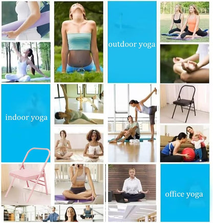 Pilates Yoga Chair,Professional Iyengar Auxiliary Chair,Hardened Thick Yoga Folding Chair,Solid Anti-Slip, Stable,Foldable and Portable Backless Chair,Blue-Yoga Chair (Without Waist Drag)