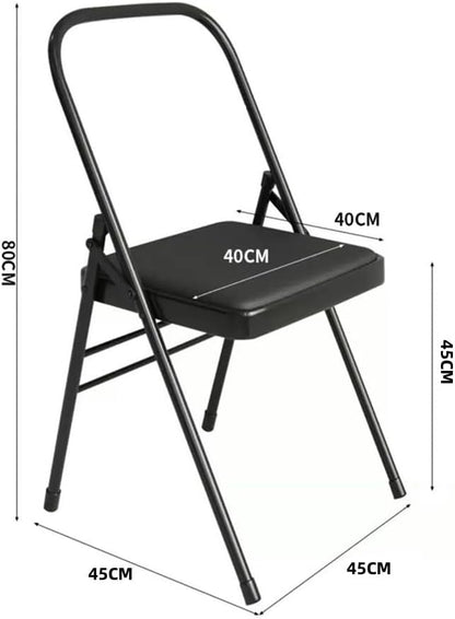 Backless Yoga Chair Yoga Practice Balance Chair，Foldable Yoga Auxiliary Chair, Flexibility Strength Training Tool, Stable and Durable, Black(Pink)