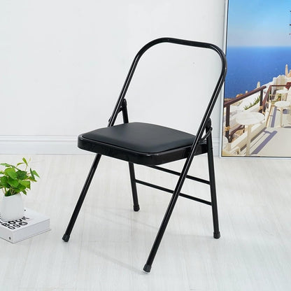 Backless Yoga Chair Yoga Practice Balance Chair，Foldable Yoga Auxiliary Chair, Flexibility Strength Training Tool, Stable and Durable, Black(Pink)