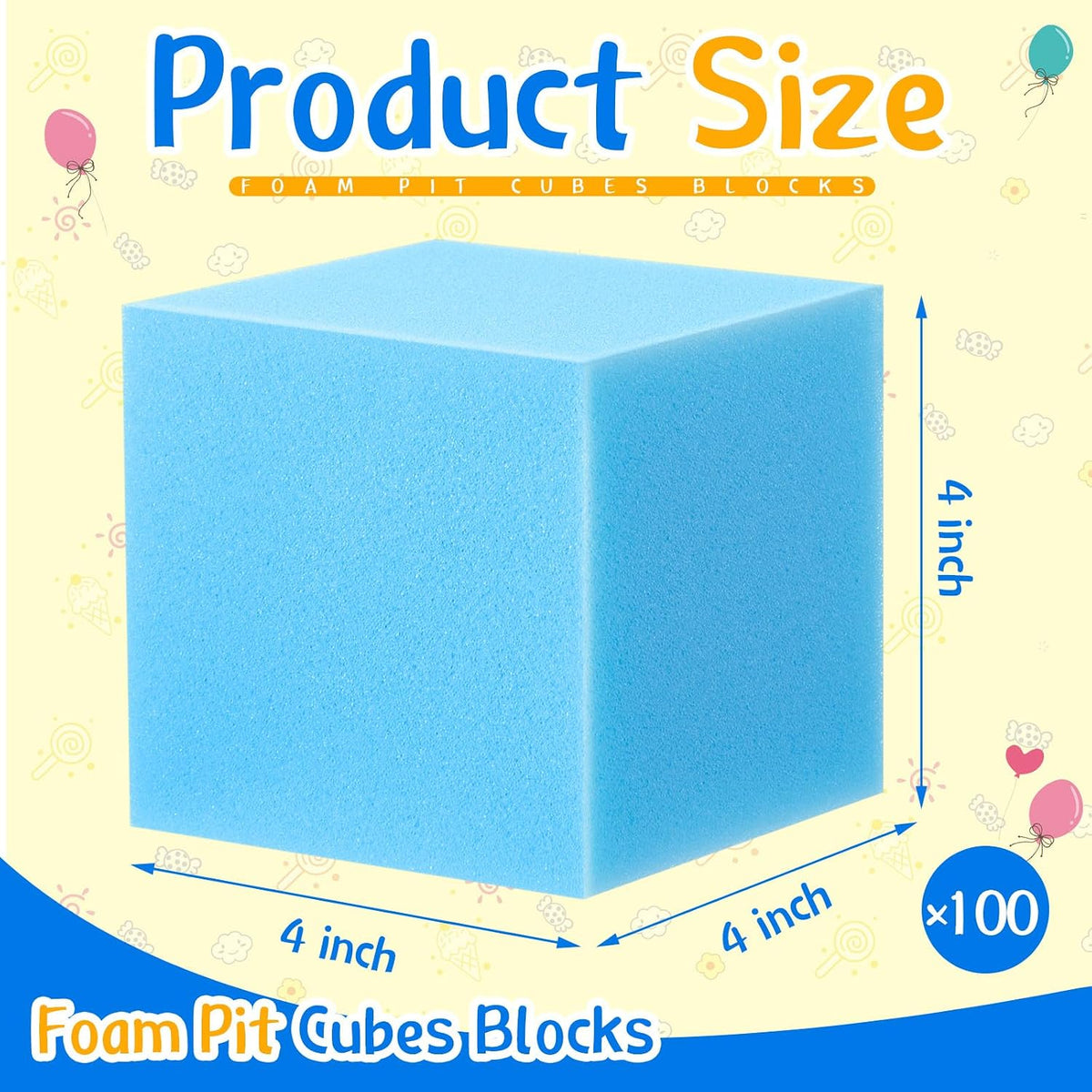 Foam Pit Blocks 4 x 4 x 4 Inch Foam Cubes Soft Stacking Blocks Protective Padding Sponge Pit for Gymnastics Trampoline Arenas Rock Climbing Parkour Indoor Amusement Park
