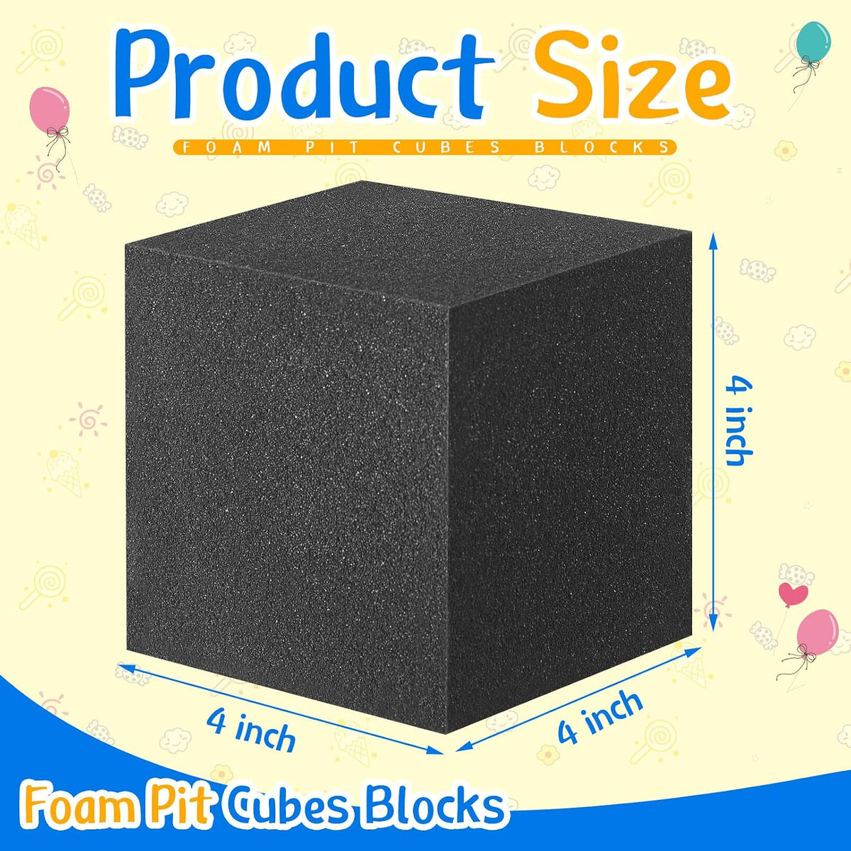 Foam Pit Blocks 4 x 4 x 4 Inch Foam Cubes Soft Stacking Blocks Protective Padding Sponge Pit for Gymnastics Trampoline Arenas Rock Climbing Parkour Indoor Amusement Park