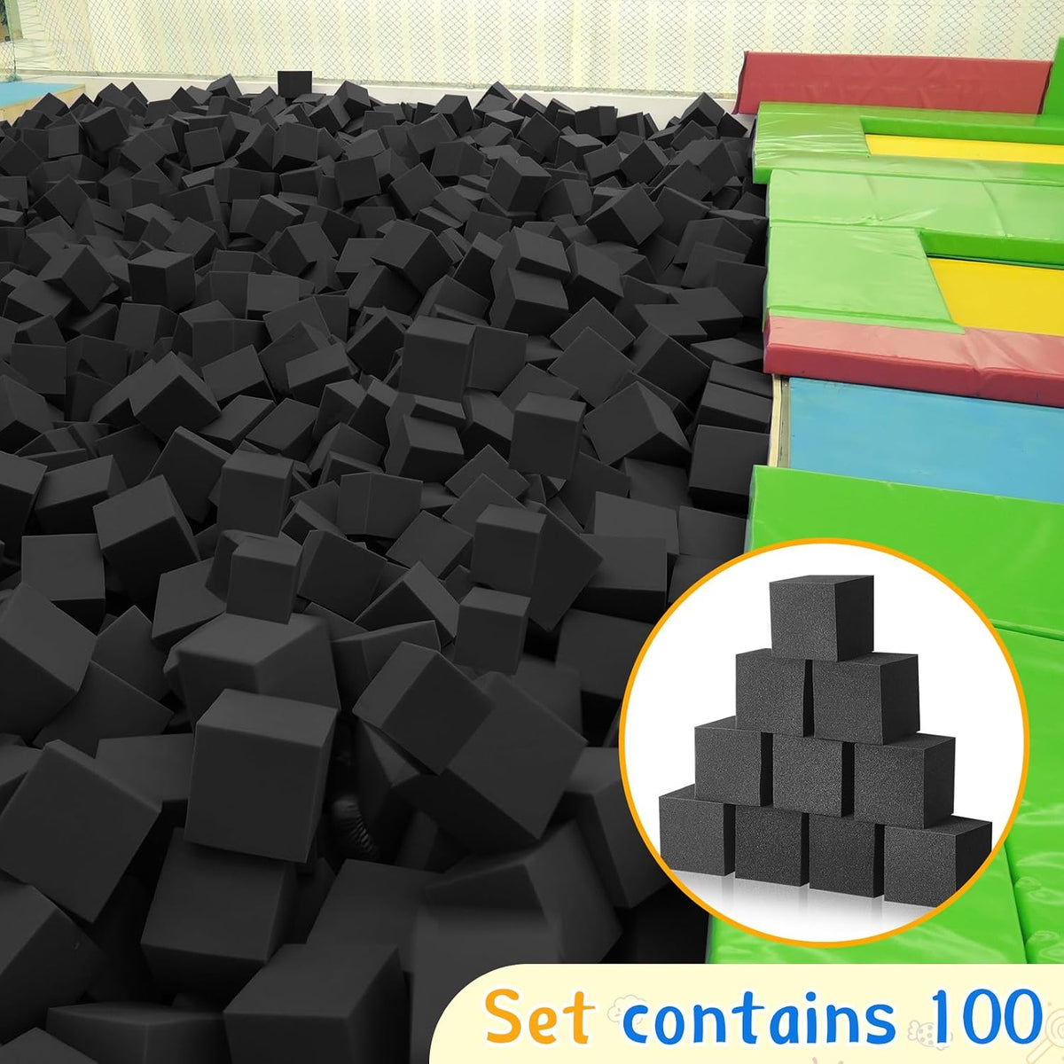 Foam Pit Blocks 4 x 4 x 4 Inch Foam Cubes Soft Stacking Blocks Protective Padding Sponge Pit for Gymnastics Trampoline Arenas Rock Climbing Parkour Indoor Amusement Park