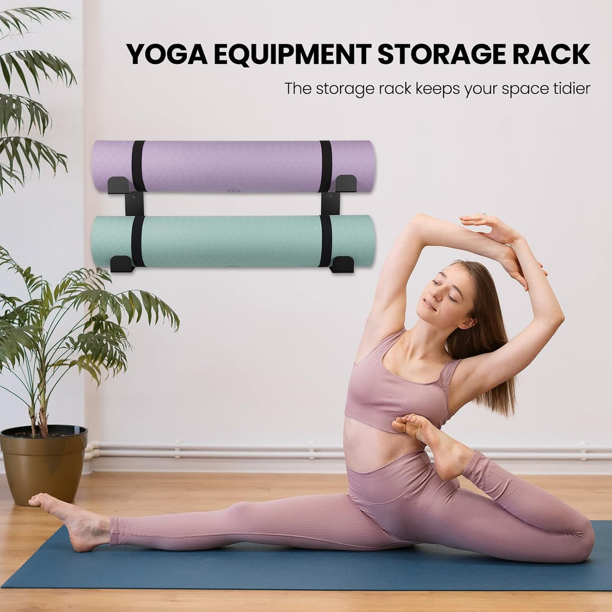 4 Tier Yoga Mat Holder Wall Mount & Yoga Mat Storage Rack