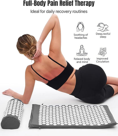 Acupressure Mat And Pillow Set, Back Neck And Shoulder Pain Relief