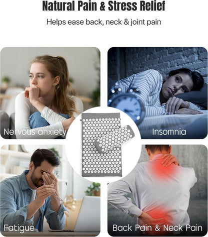 Acupressure Mat And Pillow Set, Back Neck And Shoulder Pain Relief