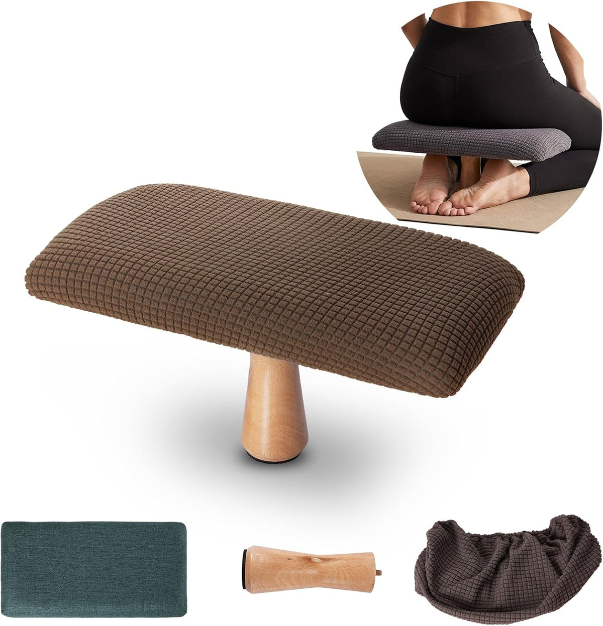 Meditation Bench Kneeling Stool Foldable Wooden Prayer Seat (Brown)