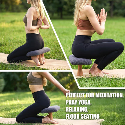 Meditation Bench Kneeling Stool Foldable Wooden Prayer Seat (Brown)