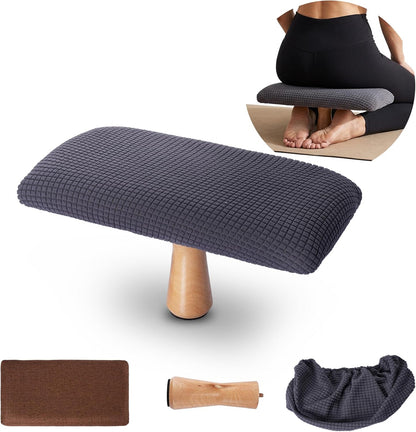 Meditation Bench Kneeling Stool Foldable Wooden Prayer Seat (Brown)