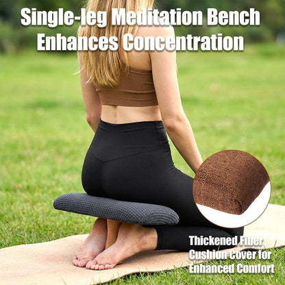 Meditation Bench Kneeling Stool Foldable Wooden Prayer Seat (Brown)