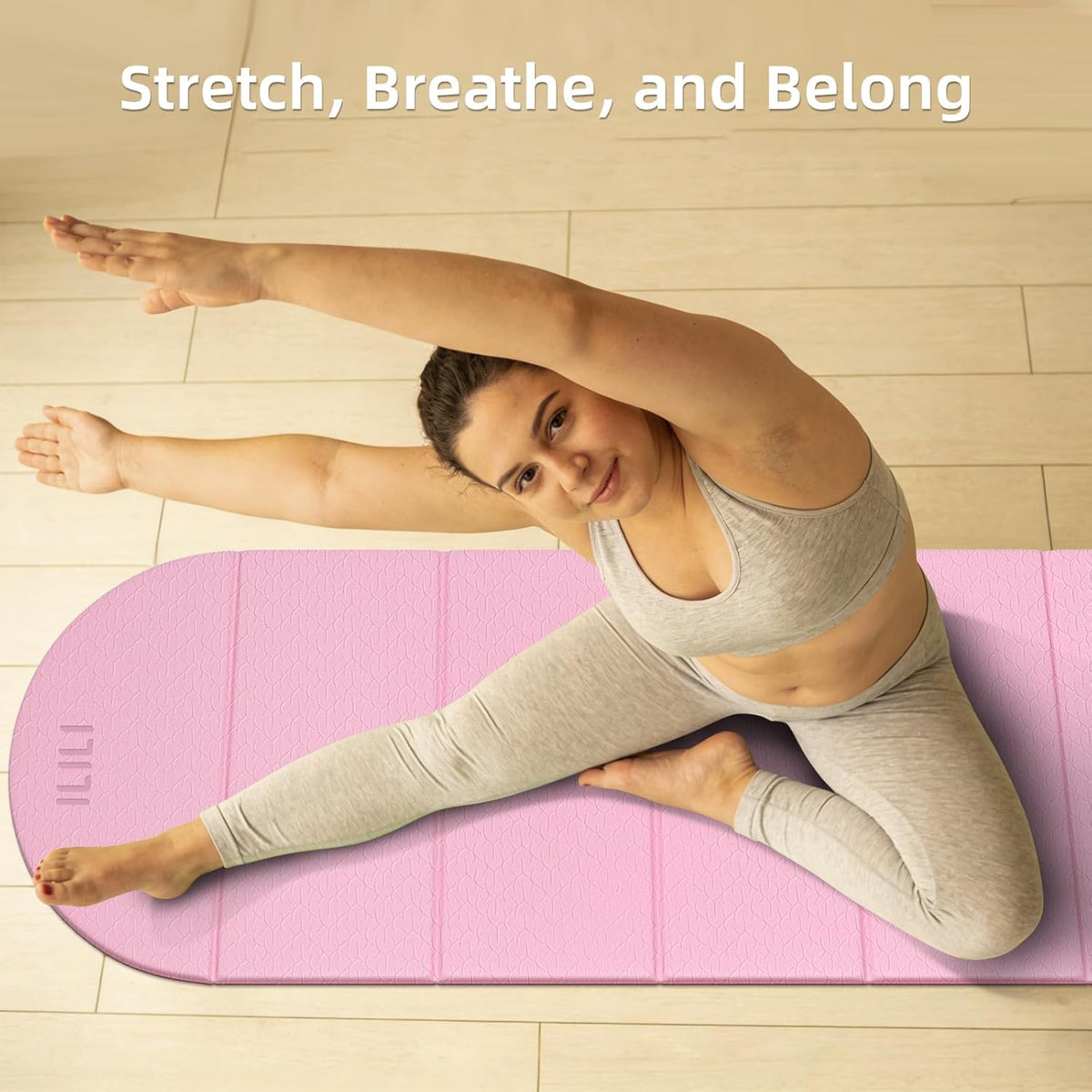 Foldable Yoga Mat, 10mm Thick, 75x26 Inch Extra Long, Exercise Mat