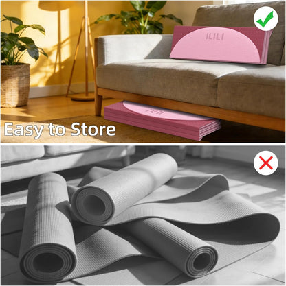 Foldable Yoga Mat, 10mm Thick, 75x26 Inch Extra Long, Exercise Mat