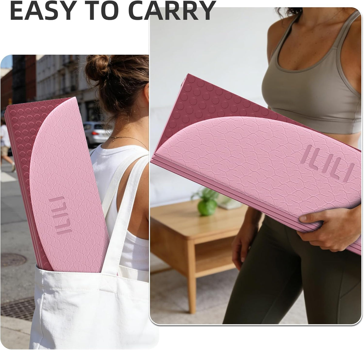 Foldable Yoga Mat, 10mm Thick, 75x26 Inch Extra Long, Exercise Mat