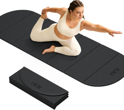 Foldable Yoga Mat, 10mm Thick, 75x26 Inch Extra Long, Exercise Mat