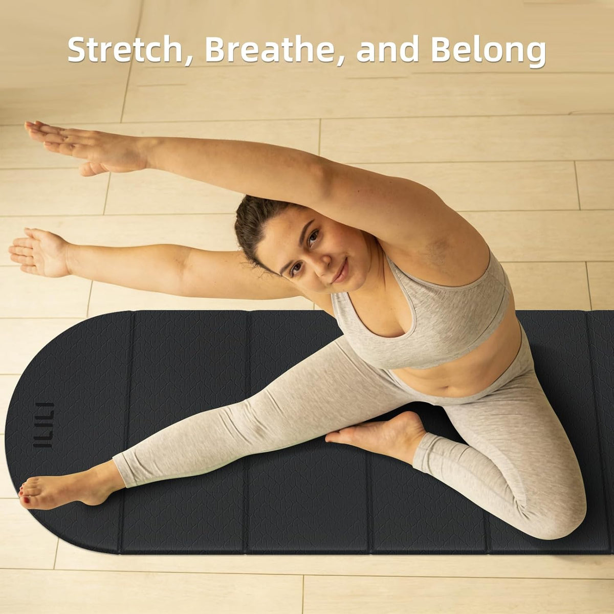 Foldable Yoga Mat, 10mm Thick, 75x26 Inch Extra Long, Exercise Mat