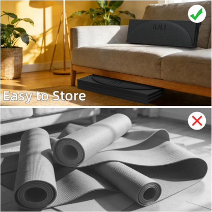 Foldable Yoga Mat, 10mm Thick, 75x26 Inch Extra Long, Exercise Mat