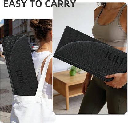 Foldable Yoga Mat, 10mm Thick, 75x26 Inch Extra Long, Exercise Mat