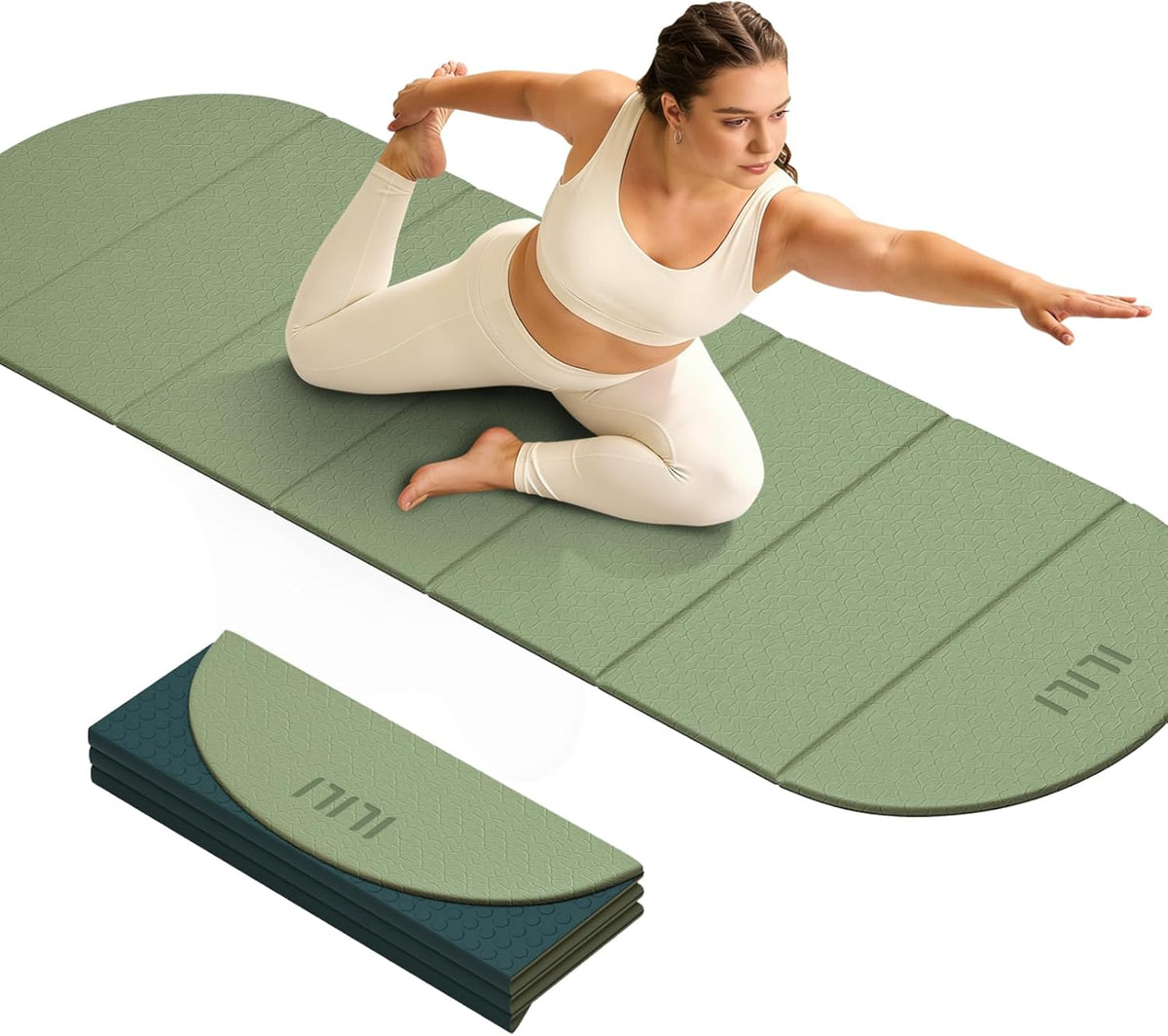 Foldable Yoga Mat, 10mm Thick, 75x26 Inch Extra Long, Exercise Mat
