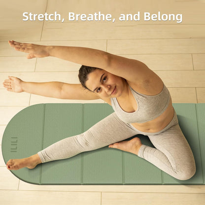 Foldable Yoga Mat, 10mm Thick, 75x26 Inch Extra Long, Exercise Mat