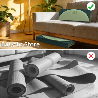 Foldable Yoga Mat, 10mm Thick, 75x26 Inch Extra Long, Exercise Mat
