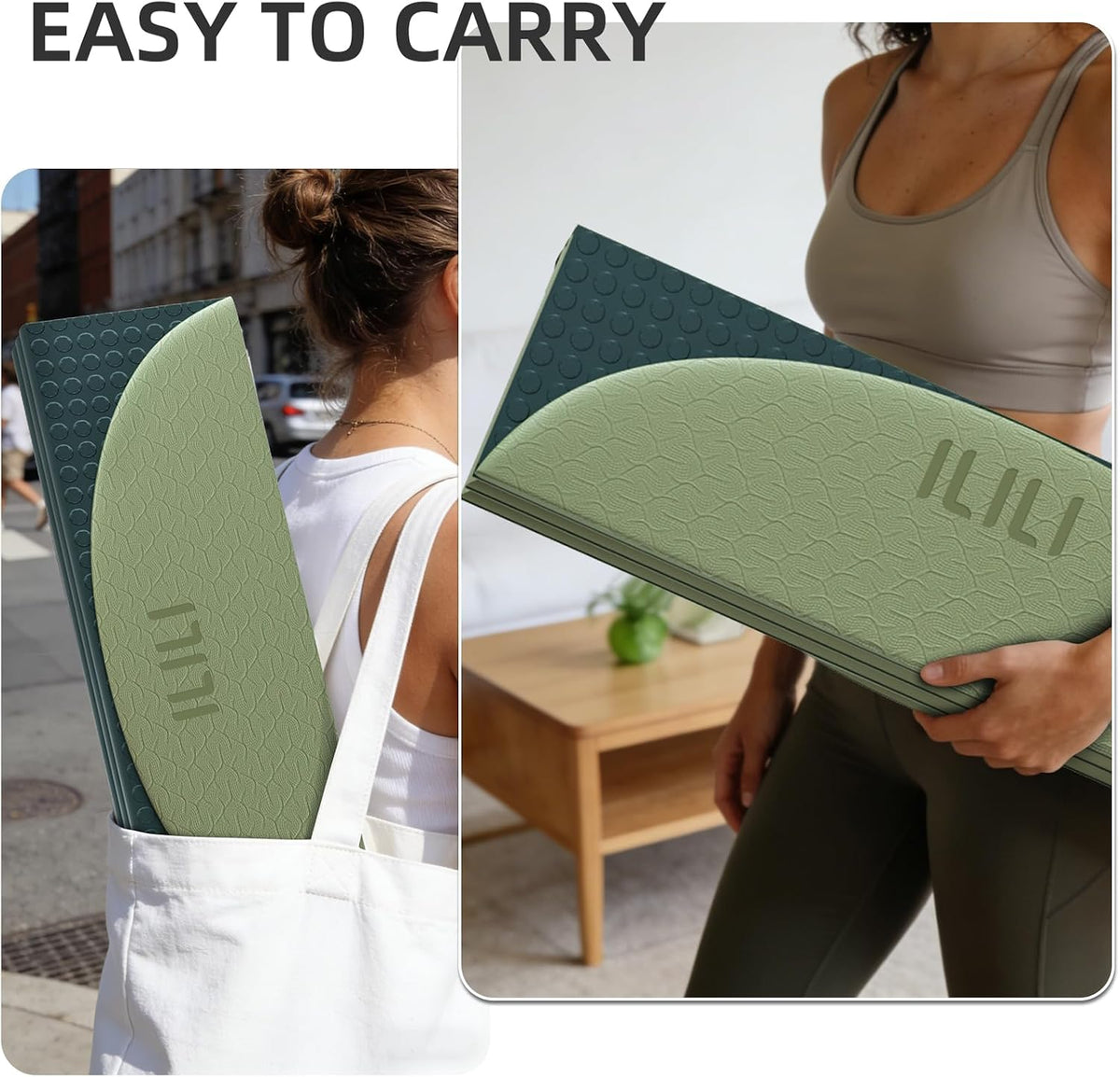 Foldable Yoga Mat, 10mm Thick, 75x26 Inch Extra Long, Exercise Mat