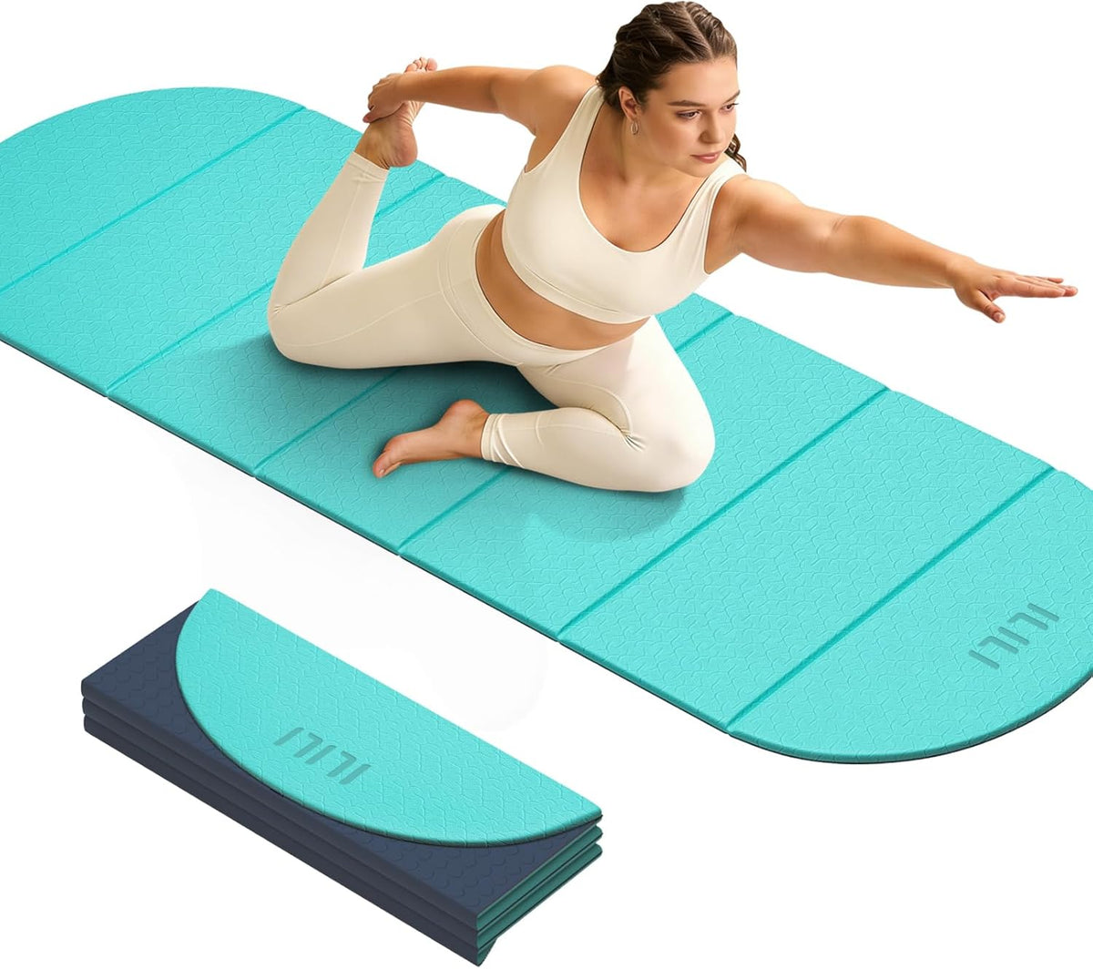 Foldable Yoga Mat, 10mm Thick, 75x26 Inch Extra Long, Exercise Mat