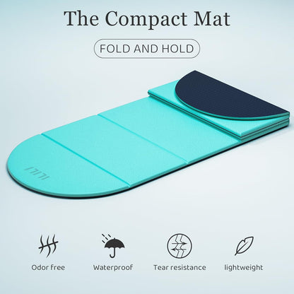 Foldable Yoga Mat, 10mm Thick, 75x26 Inch Extra Long, Exercise Mat
