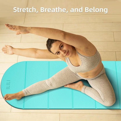 Foldable Yoga Mat, 10mm Thick, 75x26 Inch Extra Long, Exercise Mat