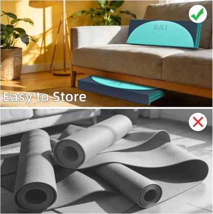 Foldable Yoga Mat, 10mm Thick, 75x26 Inch Extra Long, Exercise Mat