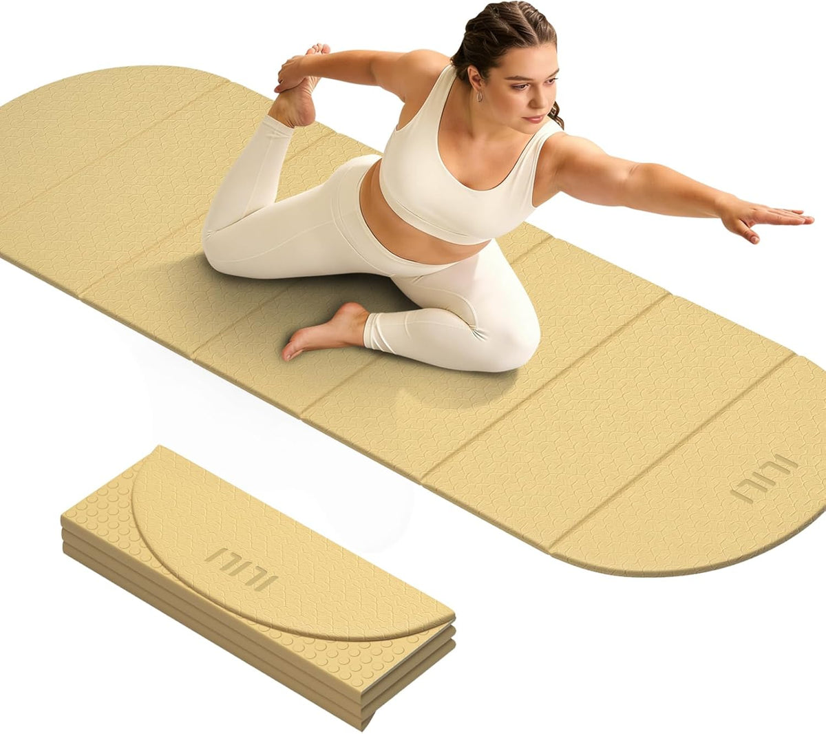 Foldable Yoga Mat, 10mm Thick, 75x26 Inch Extra Long, Exercise Mat