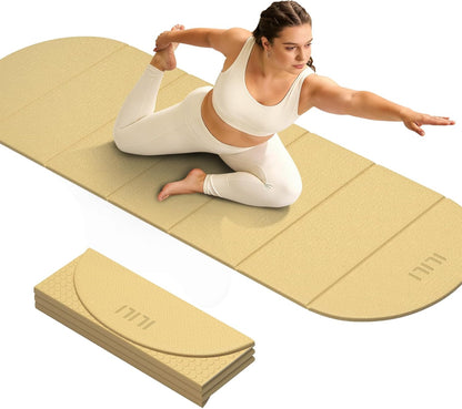 Foldable Yoga Mat, 10mm Thick, 75x26 Inch Extra Long, Exercise Mat