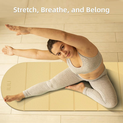 Foldable Yoga Mat, 10mm Thick, 75x26 Inch Extra Long, Exercise Mat