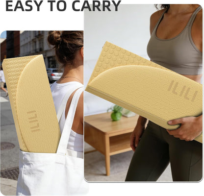 Foldable Yoga Mat, 10mm Thick, 75x26 Inch Extra Long, Exercise Mat