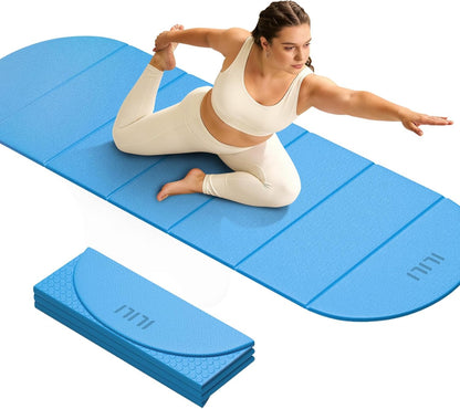 Foldable Yoga Mat, 10mm Thick, 75x26 Inch Extra Long, Exercise Mat