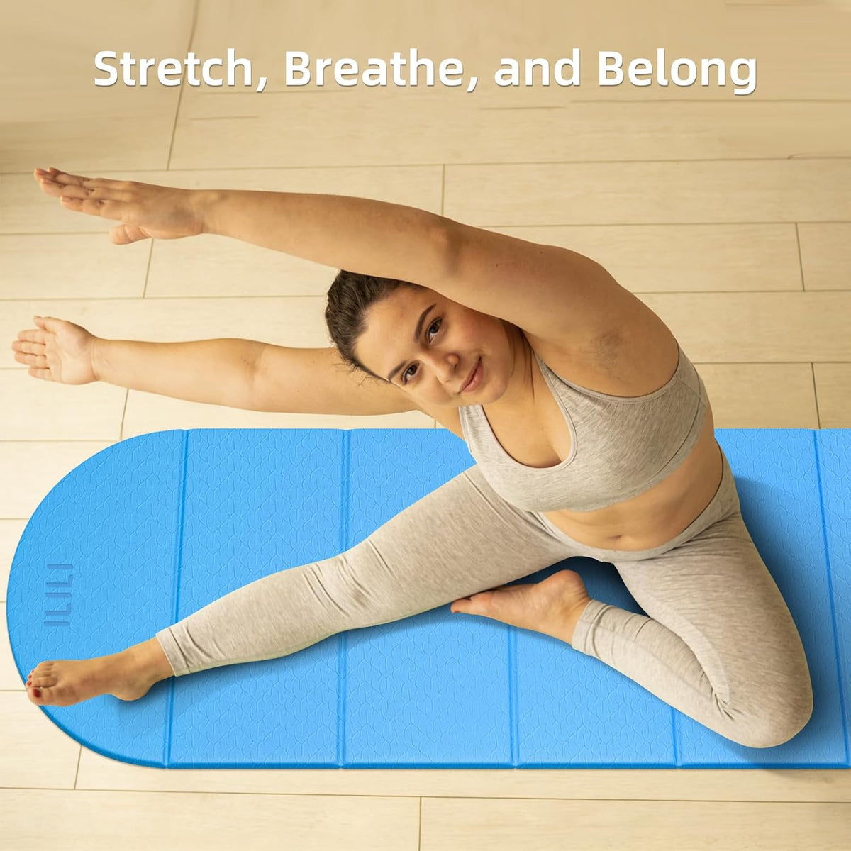 Foldable Yoga Mat, 10mm Thick, 75x26 Inch Extra Long, Exercise Mat