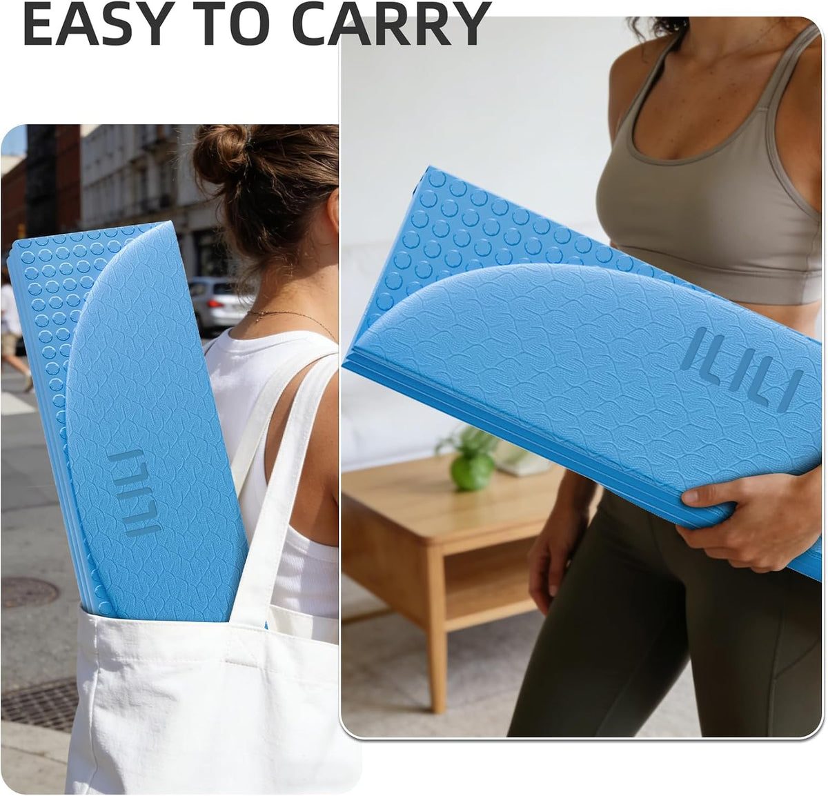 Foldable Yoga Mat, 10mm Thick, 75x26 Inch Extra Long, Exercise Mat