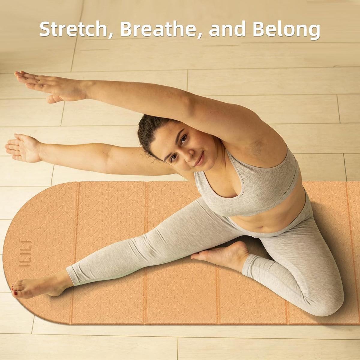 Foldable Yoga Mat, 10mm Thick, 75x26 Inch Extra Long, Exercise Mat