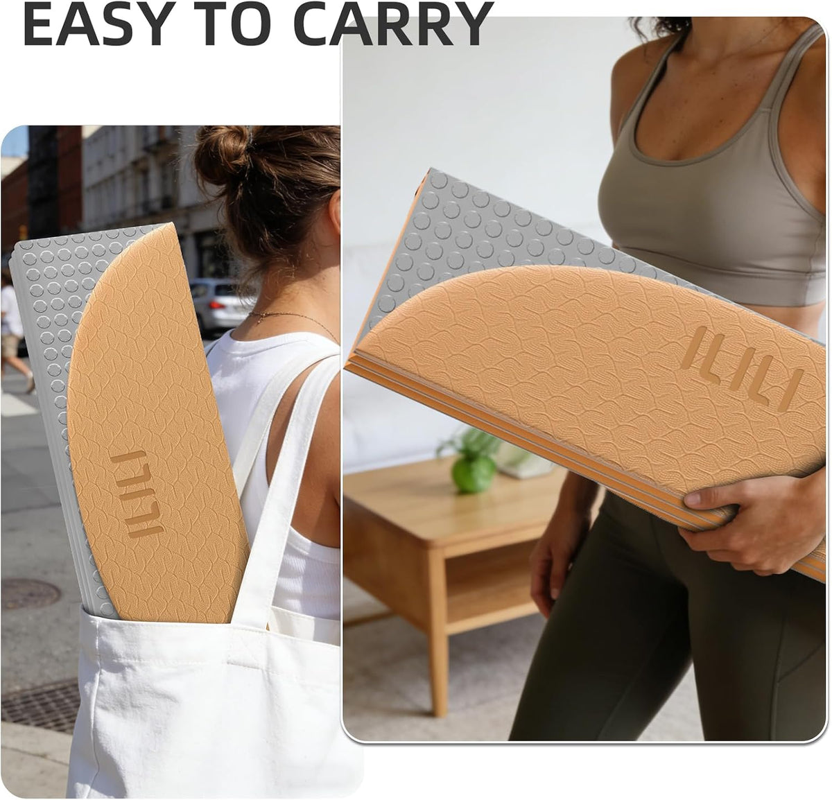 Foldable Yoga Mat, 10mm Thick, 75x26 Inch Extra Long, Exercise Mat