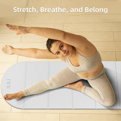 Foldable Yoga Mat, 10mm Thick, 75x26 Inch Extra Long, Exercise Mat