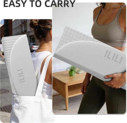 Foldable Yoga Mat, 10mm Thick, 75x26 Inch Extra Long, Exercise Mat